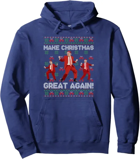 Make Christmas Great Again Santa Trump Dance Ugly Unisex Hooded Sweatshirt