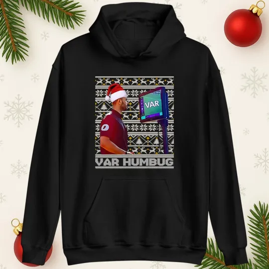 Funny Ugly VAR Humbug Christmas Hoodie Football BAH Humbug Spoof Gift Hooded Top