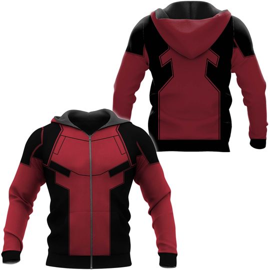 Marvel Deadpool Hoodie Sweatshirts Long Sleeve Zipper Hooded Coat Jacket Unisex