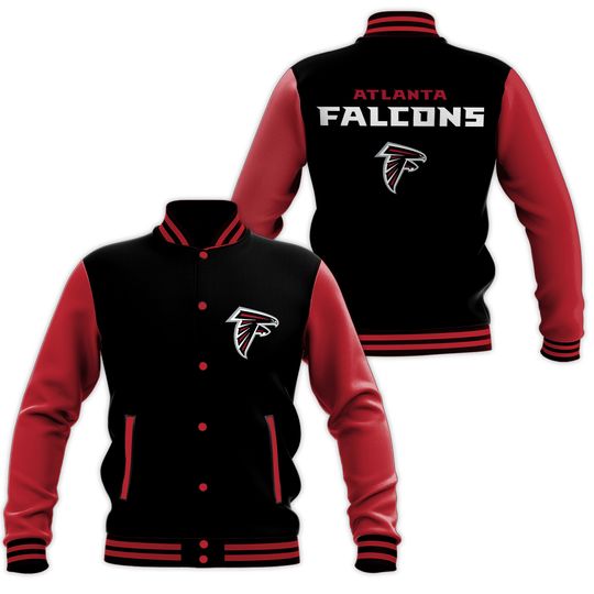 Atlanta Football Falcons  Black Body Red Custom Varsity Jacket Baseball Jacket