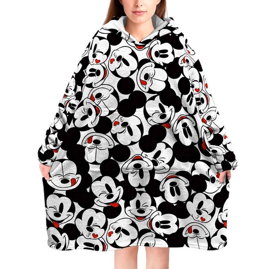 Mickey Mouse Oversize Fleece Blanket Hoodie, Minnie Disney Blanket Hoodie