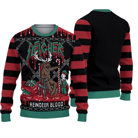 Slayer Sleigher Reindeer Blood Christmas Throne Bloody Ugly Sweater