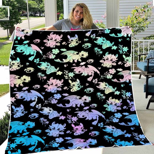 Toothless Fleece Blanket  Cute Rainbow Blanket