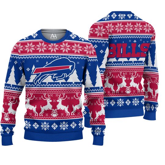 2025 Christmas Bills Reindeer Football Ugly Sweater