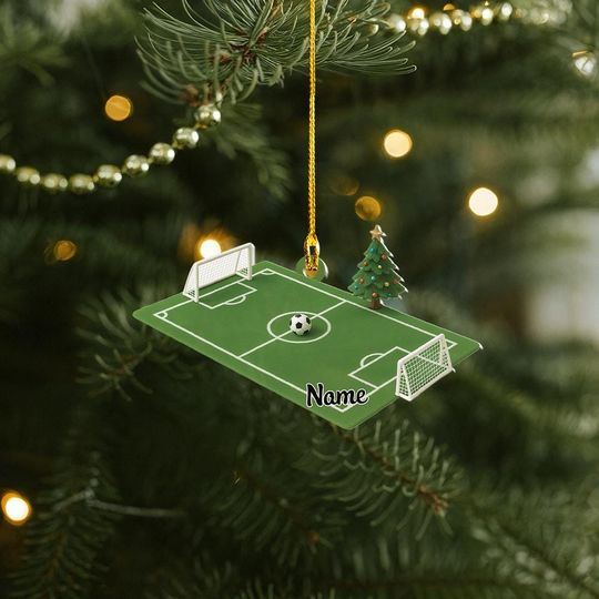 Discover Personalized Soccer Court Christmas Ornament, Soccer Player Flat 2D Ornament, Soccer Team Coach Christmas Ornament, Sport Lovers Gift