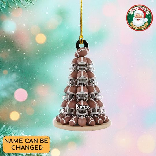 Discover Personalized American Football Christmas Ornament, Football Helmet Rugby Ball Ornament, Football Players Ornament, Sport Lovers Thdso-1773