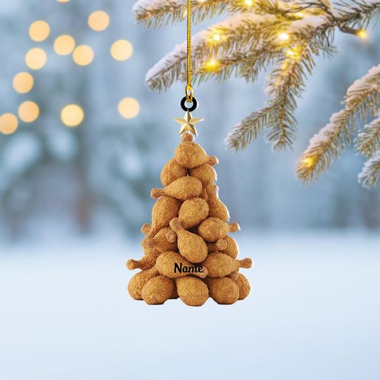 Discover Personalized Fried Chicken Christmas Ornament, Fried Chicken Ornament, Fast Food Lovers Ornament Gift, Fast Food Restaurant Decor Thdso-1795