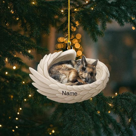 Discover Personalized German Shepherd Dog Sleeping Angel Wings Ornament, Dog Christmas Ornament Decor, Dog Car Ornament, Dog Xmas Gift NN1-609