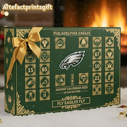 Discover Philadelphia Eagles Acrylic Advent Calendar 2025 - 24-Day Christmas Countdown Box with Mini Football Ornaments
