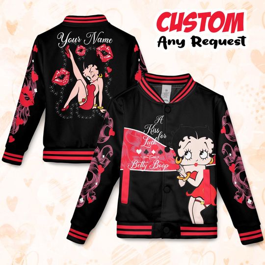 Discover Custom Betty Boop Varsity Jacket, Personalized Betty Boop Baseball Jacket, Betty Boop Kids Youth Adult Varsity Jacket