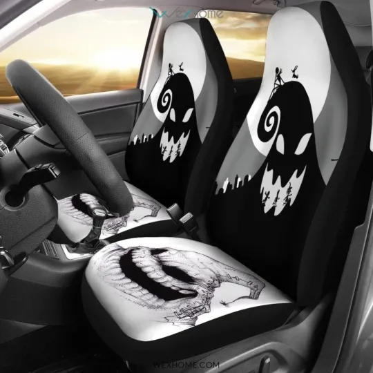 Oogie Boogie Car Seat Covers Nightmare Hill Silhouette Scene