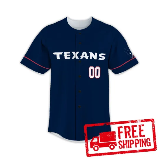 Custom Personalized, Texanss Team Houston Baseball Jersey