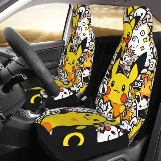 PKM Characters Pika Cartoon Car Seat Covers Set of 2