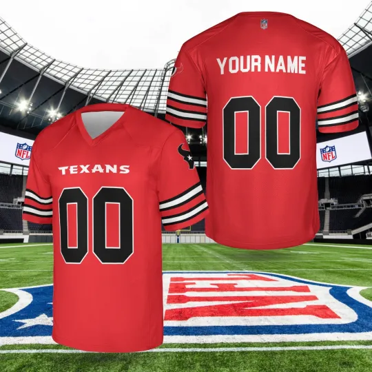 Discover Custom Personalized, Texanss Team Houston Football AOP Jersey #1, Lot S-5XL