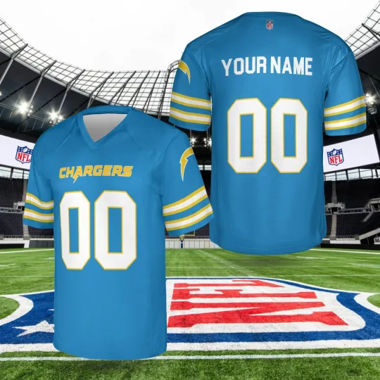 Discover Custom Personalized, Chargerss Team Los Angeles Football AOP Jersey, Lot S-5XL