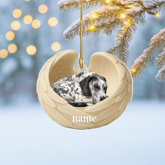 Discover Personalized Great Dane Dog Sleeping Angel Wings Ornament, Great Dane Dog Christmas Ornament Decor, Dog Car Ornament, Dog Xmas Gift NN1-644