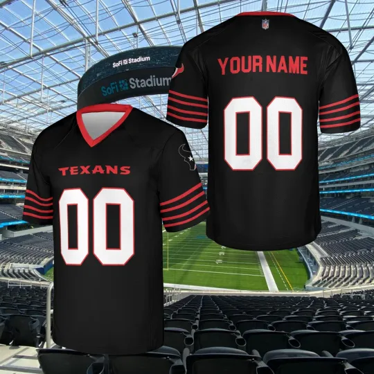 Discover Custom Personalized, Texanss Team Houston Football AOP Jersey, Lot S-5XL