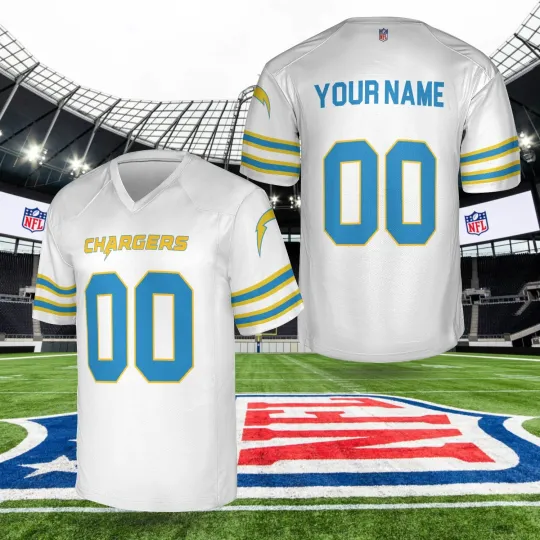 Discover Custom Personalized, Chargers Team Los Angeles Football AOP Jersey #1, Lot S-5XL