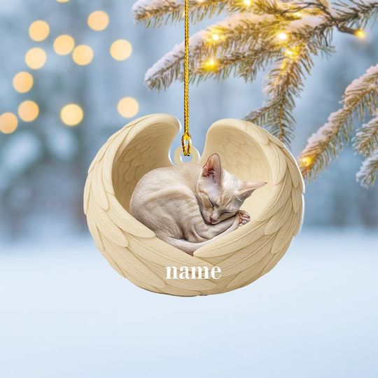 Discover Personalized Oriental Shorthair Cat Sleeping Angel Wings Ornament, Cat Christmas Ornament Decor, Cat Car Ornament, Cat Xmas Gift NN1-655