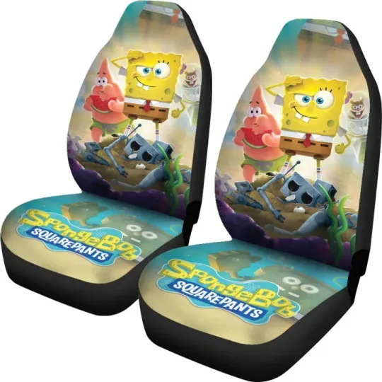 Spongebob Squarepants Car Seat Covers Cartoon Christmas Seat Covers Set Of 2