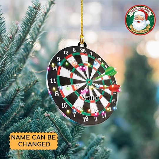 Discover Personalized Dartboard Christmas Ornament, Dartboard 2D Flat Ornament, Dart Xmas Ornament, Dart Player Ornament Gift, Game Room Decor