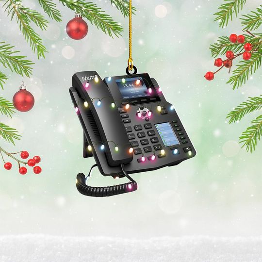Discover Personalized Desk Phone Christmas Ornament, Desk Phone 2D Flat Ornament Decor, Ornament Holiday Ornament Gift