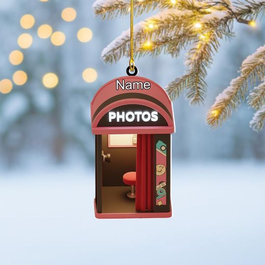 Discover Personalized Photobooth Christmas Ornament, Photograph Flat 2D Ornament, Photography Room Ornament Decor, Photographer Cameraman Ornament