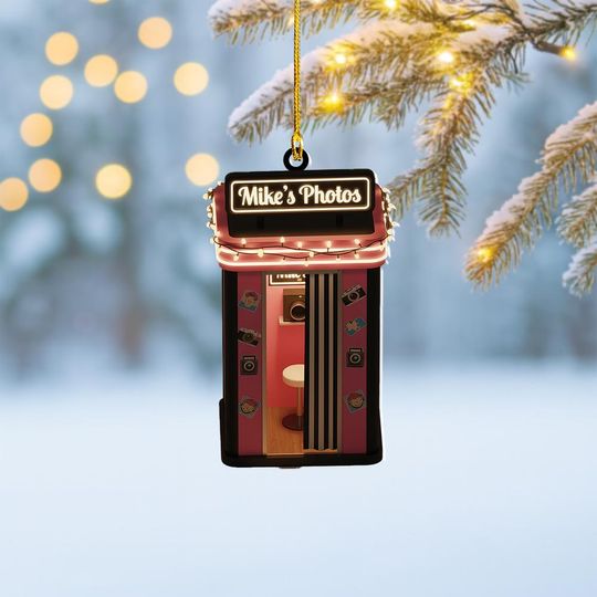 Discover Personalized Photobooth Christmas Ornament, Photograph Flat 2D Ornament, Photography Room Ornament Decor, Photographer Cameraman Ornament