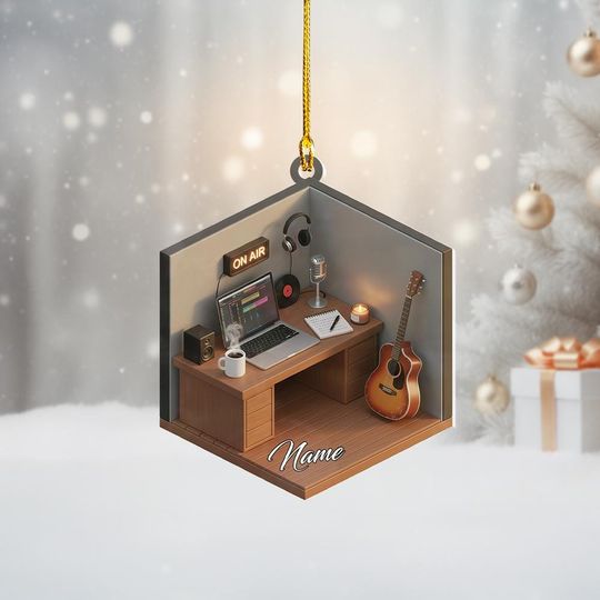 Discover Personalized Recording Studio Christmas Ornament, On Air Flat 2D Ornament, Singer Gift, Podcaster Gift, Voice Over Keepsake, Music Studio