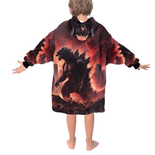 god zilla Gojira Kaiju Blanket Hoodie Comics Retro Cartoon