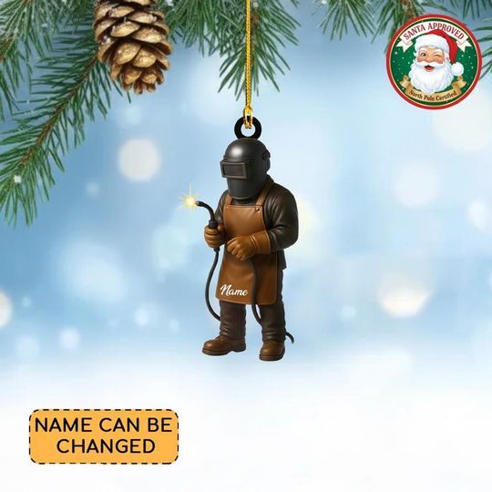 Discover Personalized Welder Christmas Ornament, Welding Flat 2D Ornament, American Welder, Welding Tools Ornament Decor, Ironworker Ornament Gift