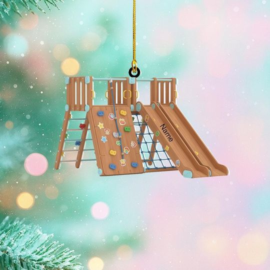 Discover Personalized Kids Playground Christmas Ornament, Kids Park Outdoor Playground Flat 2D Ornament, Kids' Garden Slides Ornament Child Slides