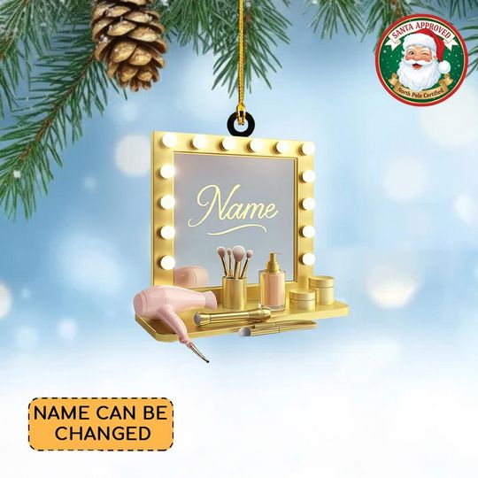Discover Personalized Dressing Table Christmas Ornament, Flat 2D Makeup Table Ornament, Makeup Artist Ornament Gift, Beauty Salon Ornament Decor