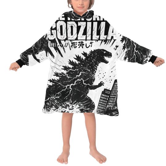 Children's Blanket Hoodie god zilla Gojira Kaiju