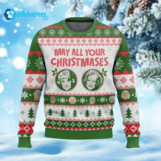 Discover Bea White May All Your Christmases Ugly Christmas Sweater Funny Holiday Pullover