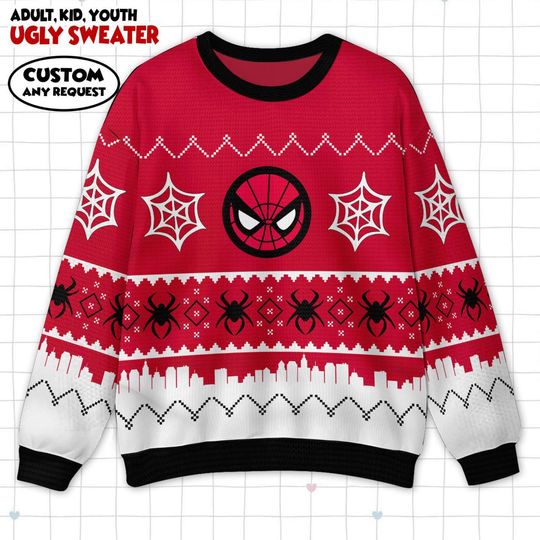 Discover Christmas Spider-Man Sweater, Spiderman Ugly Christmas Sweater, Xmas Party Gift For Women Men Kid, Superhero Holiday Sweater