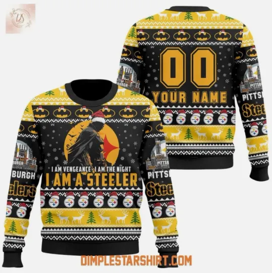 Personalized Steeler x Batman Ugly Christmas Sweater Gift For Christmas