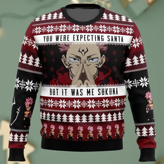 Discover Anime Ugly Christmas Sweater Anime Sweaters Sukuna Sweater Jujutsu Satoru Christmas Sweaters Men Xmas Holiday Gift
