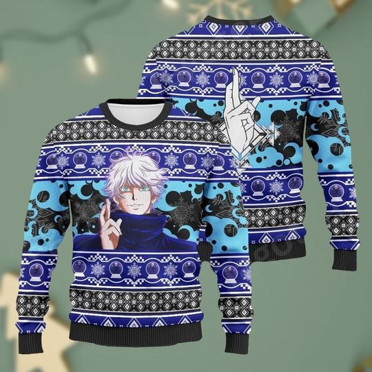 Discover Anime Ugly Christmas Sweater Anime Sweaters Gojo Sweater Manga Christmas sweaters men Anime cozy sweater Xmas Holiday Gift