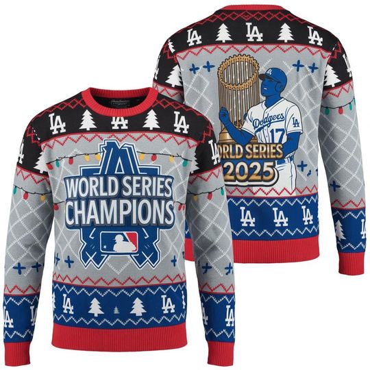 Dodgers Back To Back World Series 2025 Champions Christmas Ugly Sweater