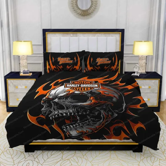 Discover Vintage H-H Davidson Skull Tribal Bedding Set