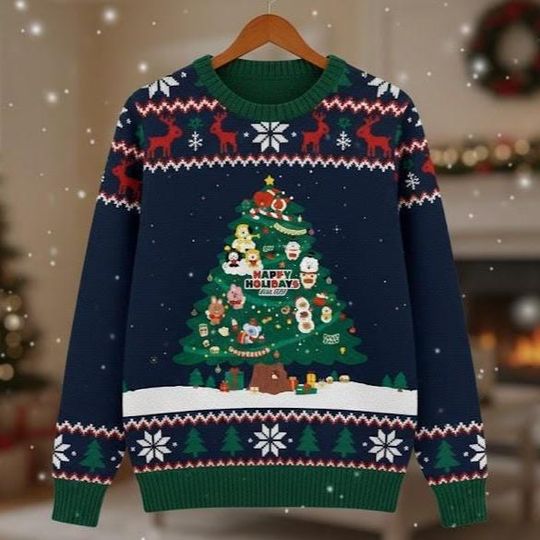 Discover K-Pop Boy Group Christmas Ugly Sweater, Festive Winter Jumper, Unisex Xmas Gift Sweater PSK2087