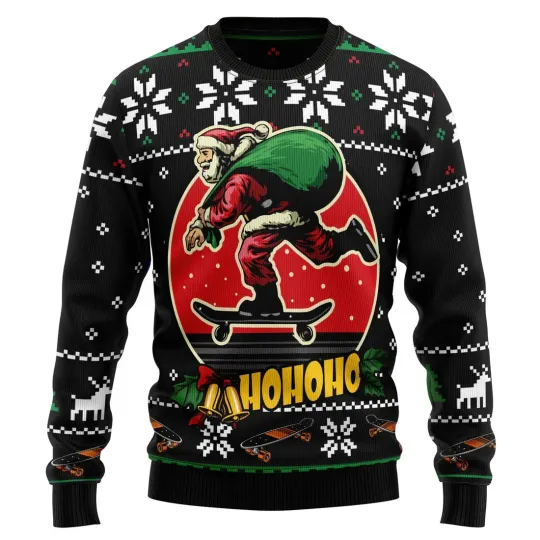 Discover Santa Claus Skateboard Ugly Christmas Sweater - 3D Print Ugly Sweatshirt