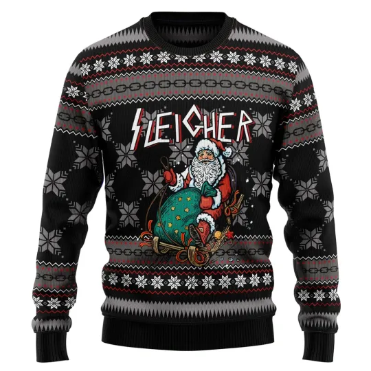 Santa Sleigher Ugly Christmas Sweater - 3D Print Ugly Sweatshirt