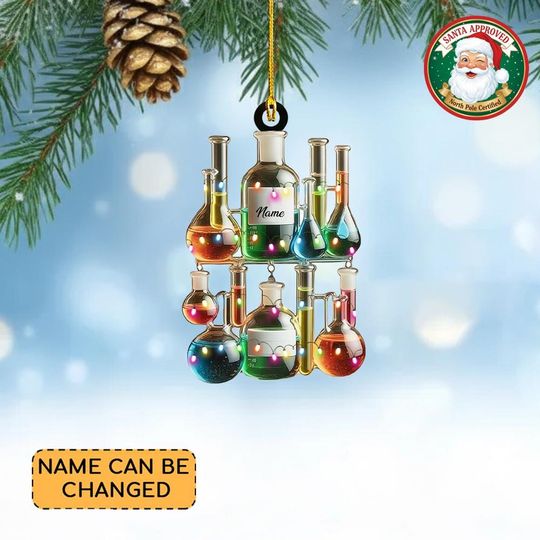 Discover Personalized Science Tube Christmas Ornament, Test Tube Flat 2D Ornament, Chemistry Ornament, Science Ornament, Laboratory Room Ornament