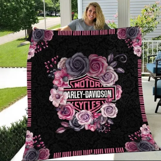 Discover Love Motorbike Life Quilt Blanket H. Davidson 3D Print