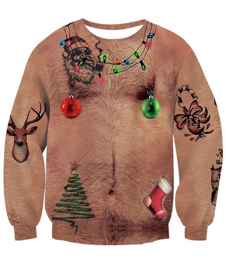 Idgreatim Ugly Christmas Crewneck Sweater Unisex 3D Graphic Long Sleeve