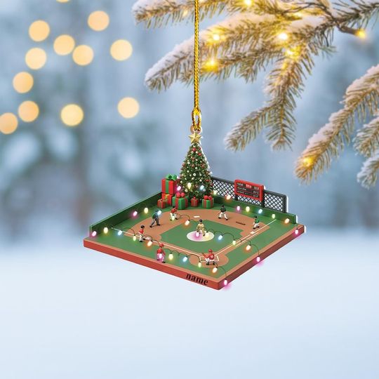 Personalized Baseball Christmas Ornament, Baseball Flat 2D Ornament, Baseball Ornament Gift, Baseball Ornament Decor, Baseball Xmas Gift