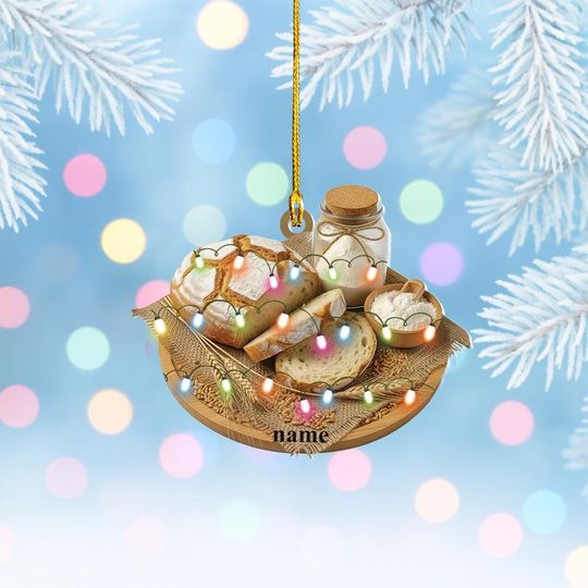 Personalized Sourdough Starter Jar Christmas Ornament, Sourdough Bread Flat 2D Ornament Decor, Sourdough Ornament Gift, Baking Lovers Gift