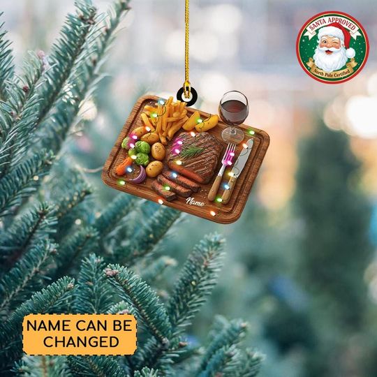 Discover Personalized Steak Christmas Ornament, Steak BBQ Grill Lover Tree Decor, Cooking Ornament Decor, Food Xmas Ornament Gift  NN1-454